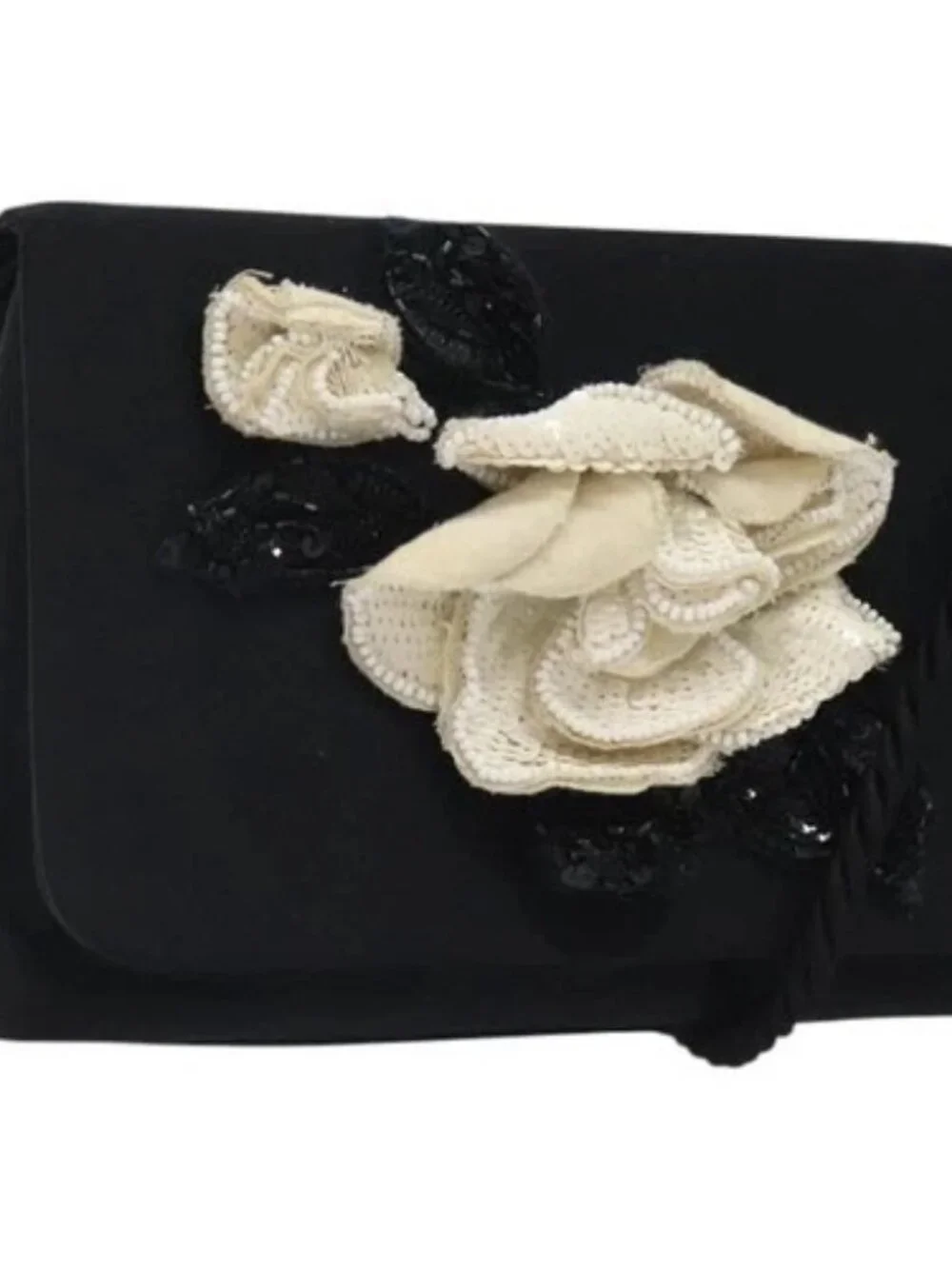 CHANEL Shoulder Bag Silk Black Gold CC Auth 123511